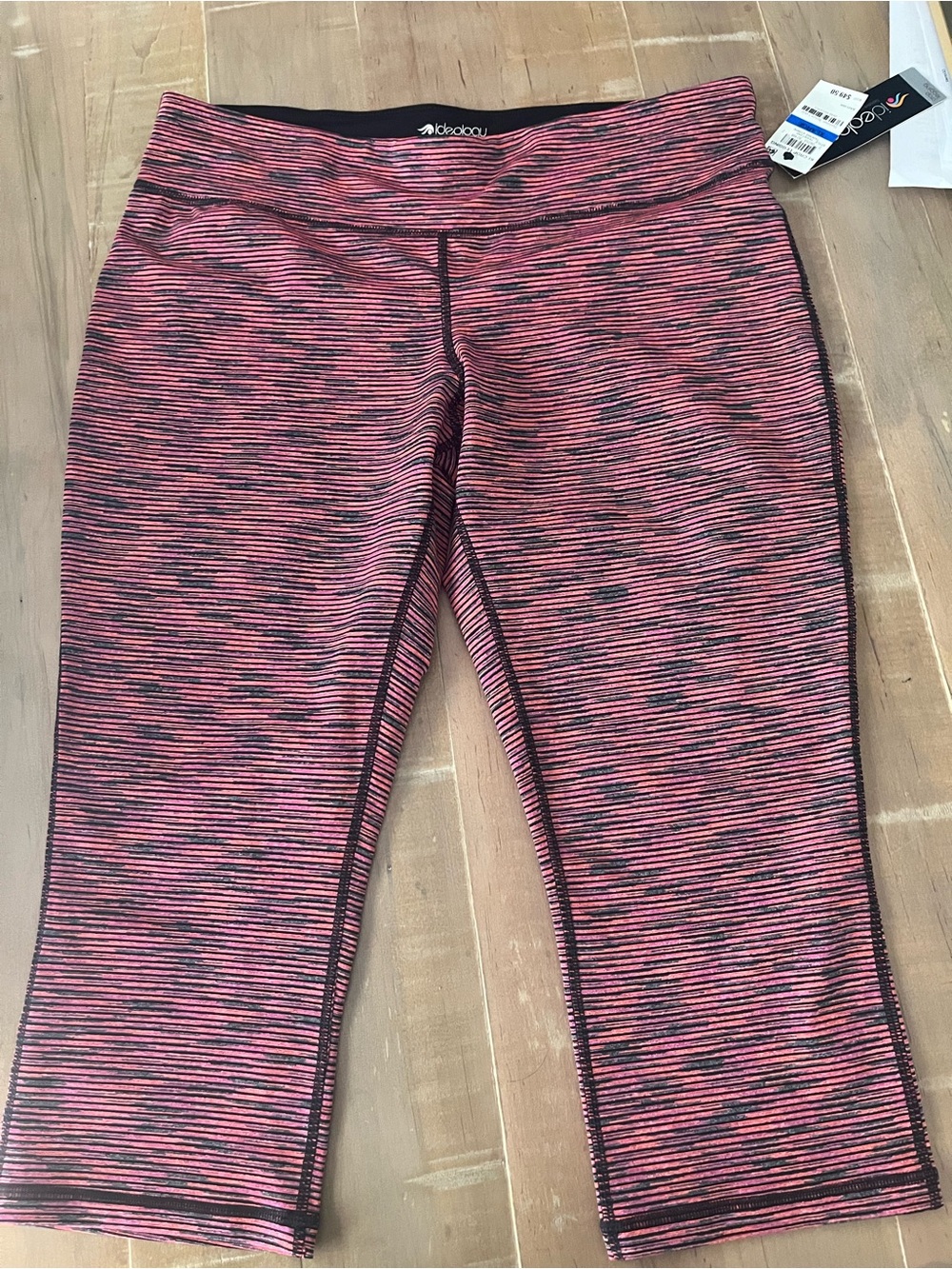 Ideology Women's Pink & Black Space-Dye Capri Leggings